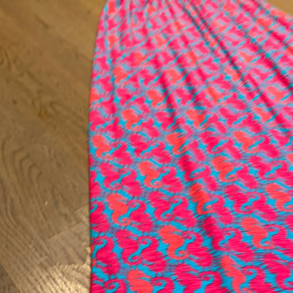 Lilly Pulitzer Sleeveless V-Neck Maxi Dress in Fuchsia and Teal seahorse print - Picture 4 of 4